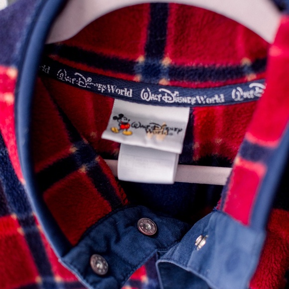 Disney Fleece Sweatshirt Pullover - Unisex Men's Size Large -Plaid Mickey Fleece - Picture 10 of 11